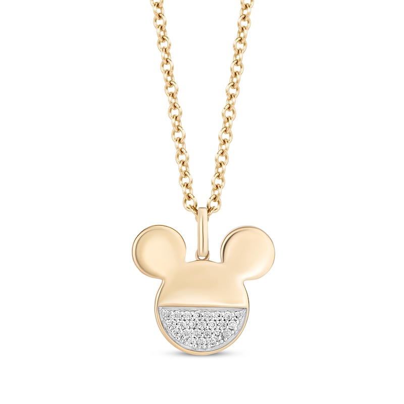 Disney Treasures Mickey Mouse Diamond Necklace 1/20 ct tw 10K Yellow Gold 19"