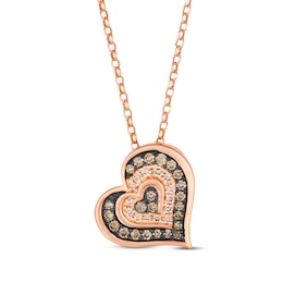 Le Vian Diamond Heart Necklace 1/2 ct tw 14K Strawberry Gold 19"