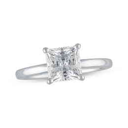 Now + Forever Lab-Grown Diamonds Princess-Cut Solitaire Engagement Ring 1-1/2 ct tw 14K White Gold (F/SI2)