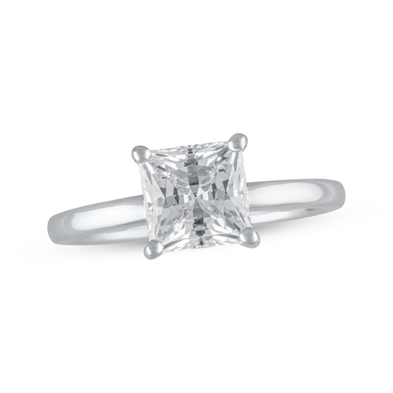Now + Forever Lab-Grown Diamonds Princess-Cut Solitaire Engagement Ring 1-1/2 ct tw 14K White Gold (F/SI2)