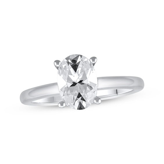 Lab-Created Diamonds by KAY Oval-Cut Solitaire Engagement Ring -/ ct tw 14K White Gold (F/SI2