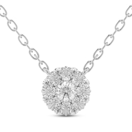 Multi-Diamond Circle Necklace 1/4 ct tw 14K White Gold 18"