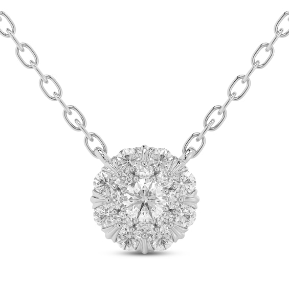 Multi-Diamond Circle Necklace 1/4 ct tw 14K White Gold 18"