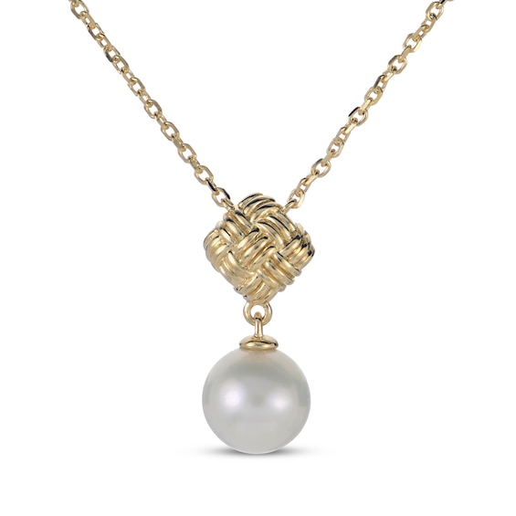 Cultured Pearl Woven Necklace 10K Yellow Gold 18"