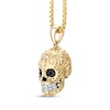 Thumbnail Image 2 of Men's Black & White Diamond Skull Necklace 1/8 ct tw 10K Yellow Gold 22&quot;