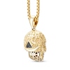 Thumbnail Image 3 of Men's Black & White Diamond Skull Necklace 1/8 ct tw 10K Yellow Gold 22&quot;