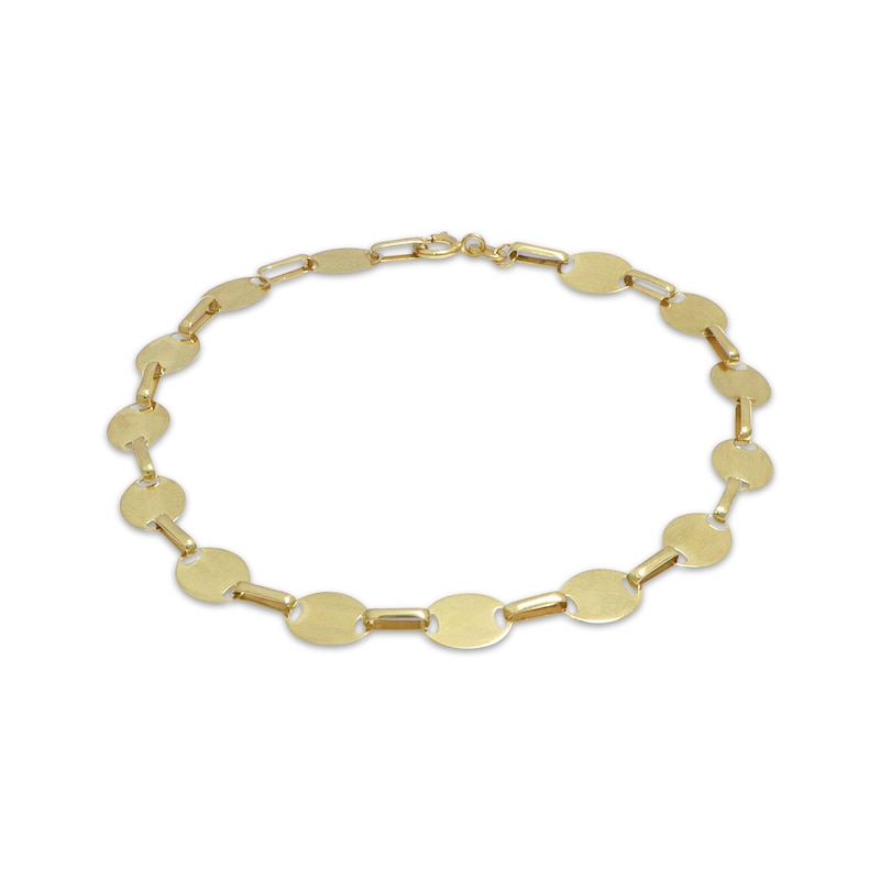 Solid Mirror Chain Bracelet 10K Yellow Gold 7.5"