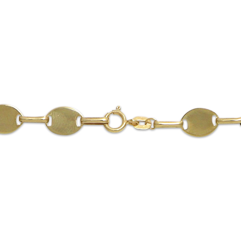 Solid Mirror Chain Bracelet 10K Yellow Gold 7.5"