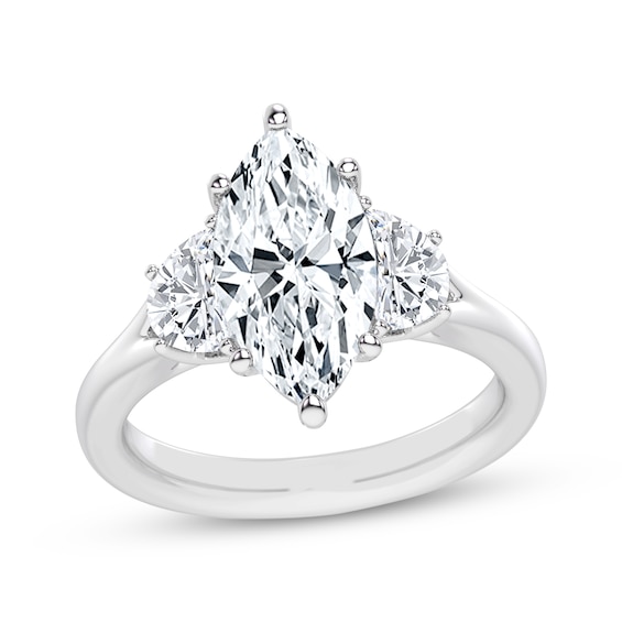 Memories Moments Magic Lab-Grown Diamonds Marquise-Cut Three-Stone Engagement Ring 3-7/8 ct tw 14K White Gold