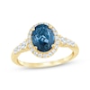Thumbnail Image 1 of Now + Forever Oval-Cut London Blue Topaz & Diamond Engagement Ring 3/8 ct tw 14K Yellow Gold