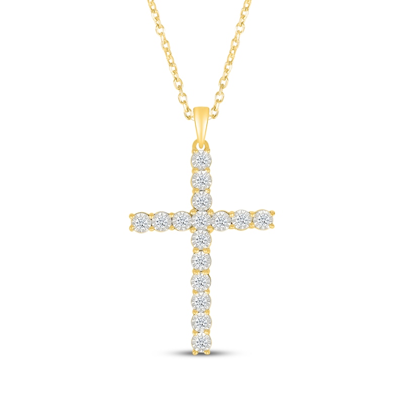Main Image 1 of Diamond Cross Necklace 1/3 ct tw 10K Yellow Gold 18&quot;