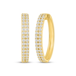 Diamond Two-Row Hoop Earrings 2 ct tw 10K Yellow Gold