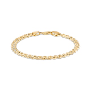 Rope Chain Bracelet 5mm Semi-Solid 10K Yellow Gold 7.5"