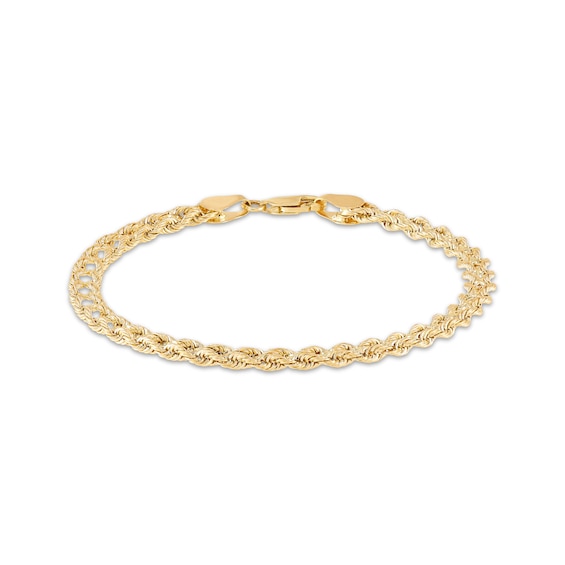 Rope Chain Bracelet 5mm Semi-Solid 10K Yellow Gold 7.5"