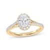 Thumbnail Image 1 of Now + Forever Lab-Grown Diamonds Oval-Cut Halo Engagement Ring 3/4 ct tw 14K Yellow Gold