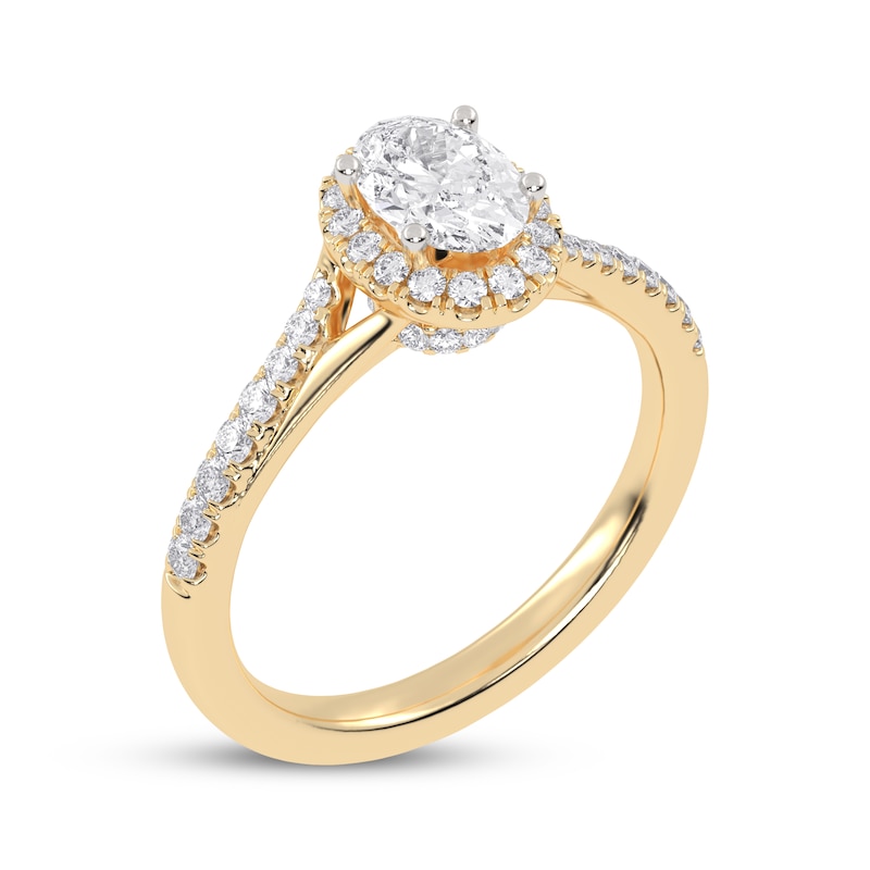 Main Image 2 of Now + Forever Lab-Grown Diamonds Oval-Cut Halo Engagement Ring 3/4 ct tw 14K Yellow Gold