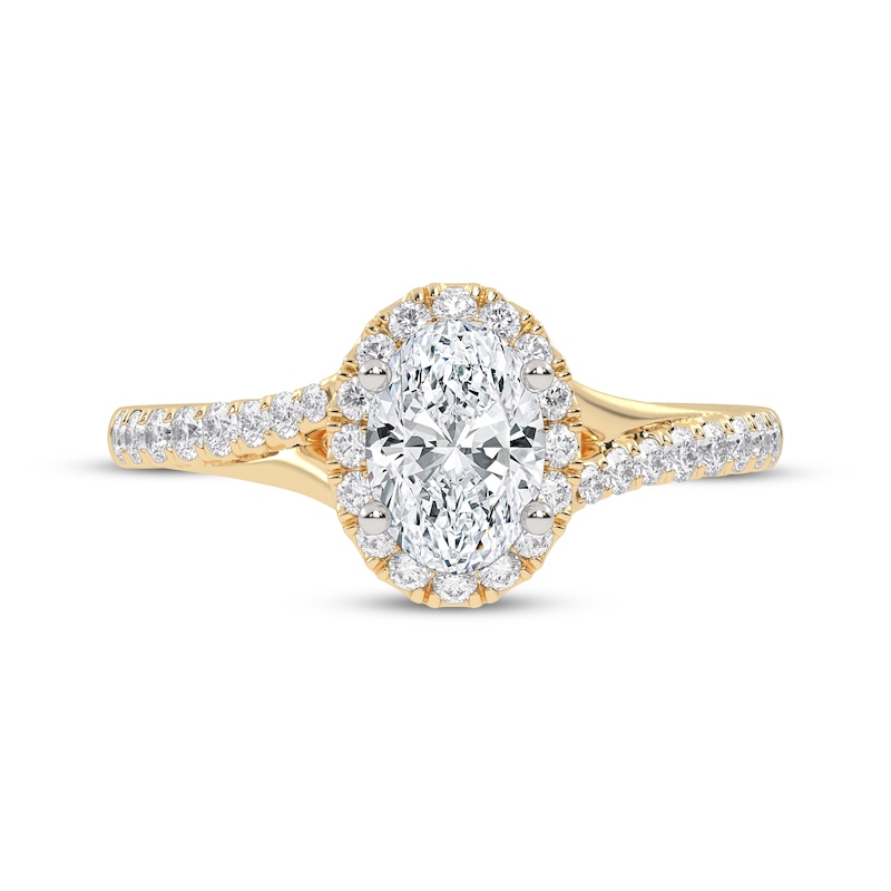 Main Image 3 of Now + Forever Lab-Grown Diamonds Oval-Cut Halo Engagement Ring 3/4 ct tw 14K Yellow Gold