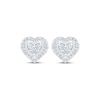 Thumbnail Image 2 of Multi-Diamond Heart Halo Stud Earrings 1/4 ct tw Sterling Silver