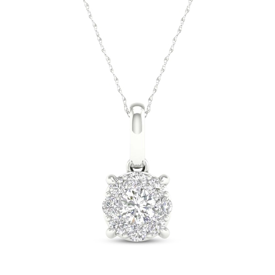 KAY Lab-Grown Diamonds Halo Necklace 1/4 ct tw 10K White Gold 18"