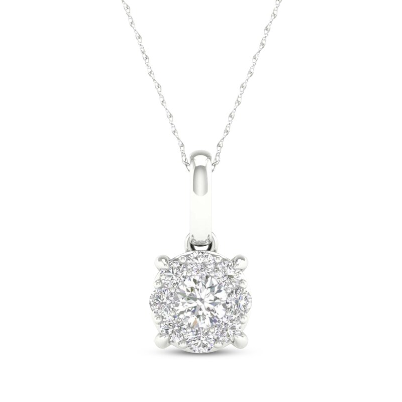 Main Image 1 of KAY Lab-Grown Diamonds Halo Necklace 1/4 ct tw 10K White Gold 18&quot;