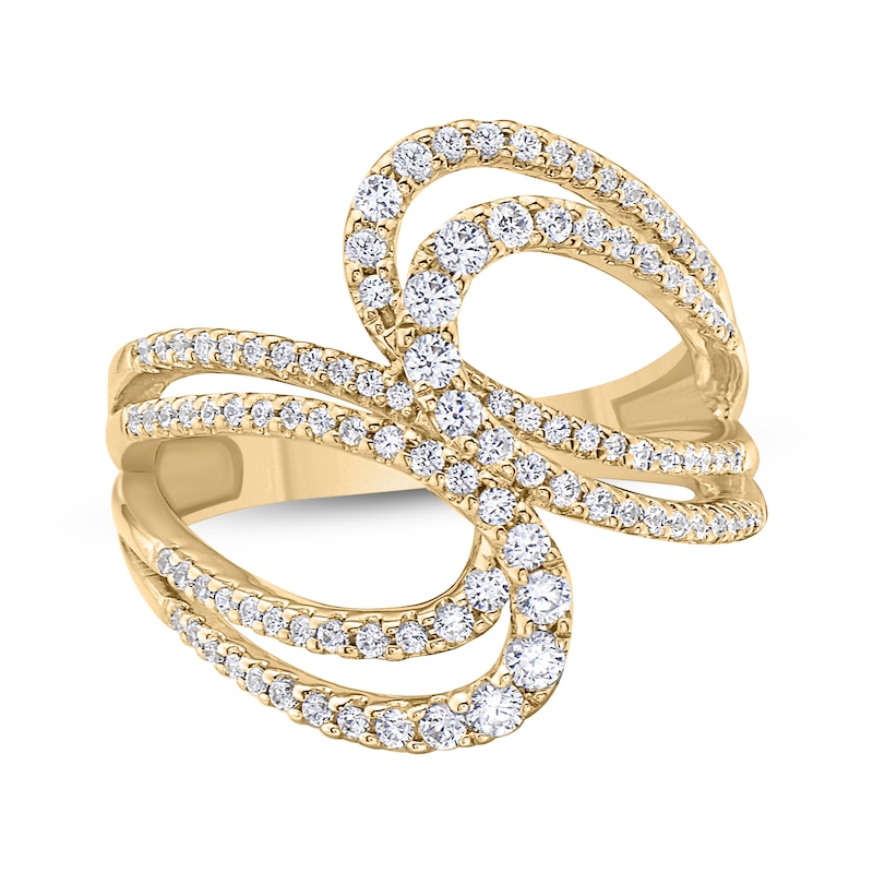 Main Image 1 of Diamond Crossover Loop Bypass Ring 3/4 ct tw 10K Yellow Gold