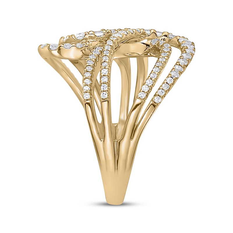 Main Image 2 of Diamond Crossover Loop Bypass Ring 3/4 ct tw 10K Yellow Gold