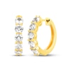 Thumbnail Image 1 of White Lab-Created Sapphire Five-Stone Hoop Earrings 18K Yellow Gold-Plated Sterling Silver