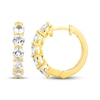 Thumbnail Image 3 of White Lab-Created Sapphire Five-Stone Hoop Earrings 18K Yellow Gold-Plated Sterling Silver