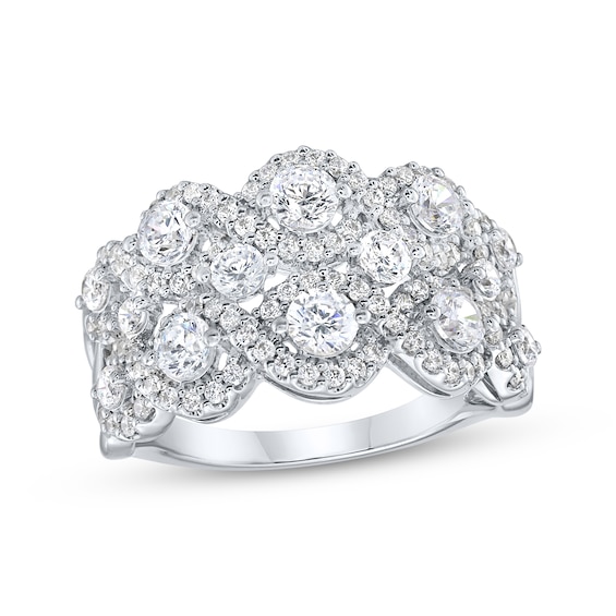 Diamond Two-Row Swirl Ring 1-1/2 ct tw 14K White Gold