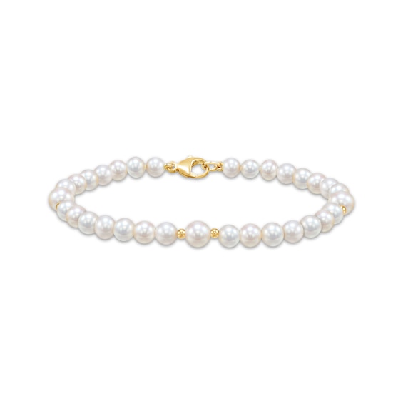 Cultured Pearl Strand Bracelet 14K Yellow Gold 7.5"