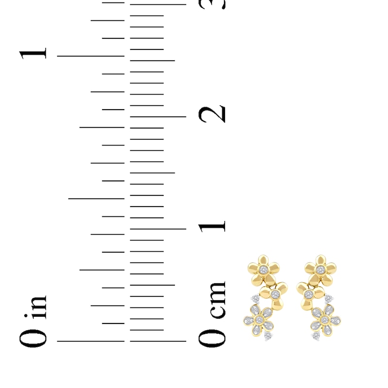Main Image 5 of Diamond Flower Trio Earrings 1/8 ct tw 10K Yellow Gold
