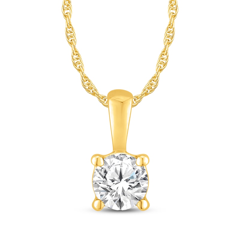 Main Image 2 of KAY Lab-Grown Diamonds Round-Cut Solitaire Necklace & Earrings Set 5/8 ct tw 10K Yellow Gold (I/SI2)