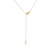 Thumbnail Image 4 of Baguette & Round-Cut Diamond Curved Bar Necklace 1/6 ct tw 10K Yellow Gold 18&quot;