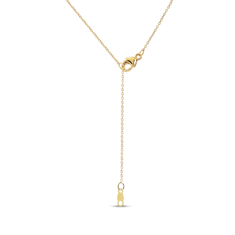 Main Image 4 of Baguette & Round-Cut Diamond Curved Bar Necklace 1/6 ct tw 10K Yellow Gold 18&quot;