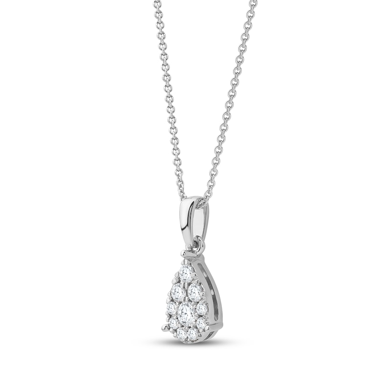 Main Image 2 of Multi-Diamond Pavé Teardrop Necklace 1/4 ct tw 10K White Gold 18&quot;