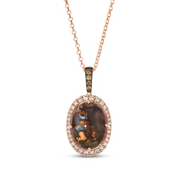 Le Vian Oval-Cut Aquadite Necklace 5/8 ct tw Diamonds 14K Strawberry Gold 19"