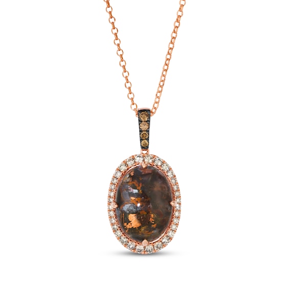 Le Vian Oval-Cut Aquadite Necklace 5/8 ct tw Diamonds 14K Strawberry Gold 19"