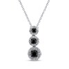 Thumbnail Image 1 of Black & White Diamond Three-Stone Halo Drop Necklace 1/2 ct tw Sterling Silver 18&quot;