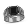 Thumbnail Image 1 of Ink & Ice Men's Square-Cut Black Onyx & Black Diamond Barbed Wire Ring 1/10 ct tw Black Rhodium-Plated Sterling Silver