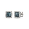Thumbnail Image 1 of Blue & White Multi-Diamond Cushion-Shaped Stud Earrings 3/8 ct tw Sterling Silver