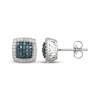 Thumbnail Image 3 of Blue & White Multi-Diamond Cushion-Shaped Stud Earrings 3/8 ct tw Sterling Silver
