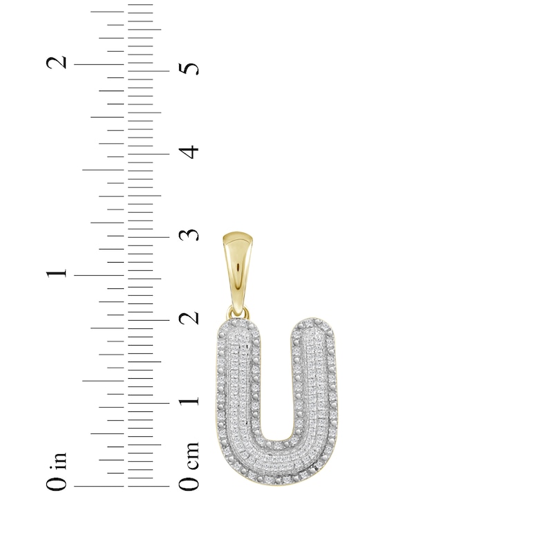 Main Image 3 of Diamond Puff Letter U Initial Charm 1/3 ct tw 10K Yellow Gold