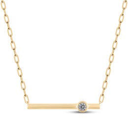 STUDIO BY KAY Diamond Bezel-Set Solitaire Bar Necklace 1/10 ct tw 10K Yellow Gold 18&quot;