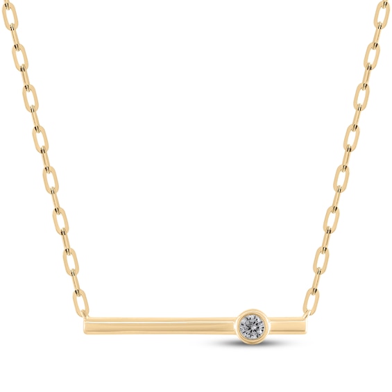 STUDIO BY KAY Diamond Bezel-Set Solitaire Bar Necklace 1/10 ct tw 10K Yellow Gold 18"