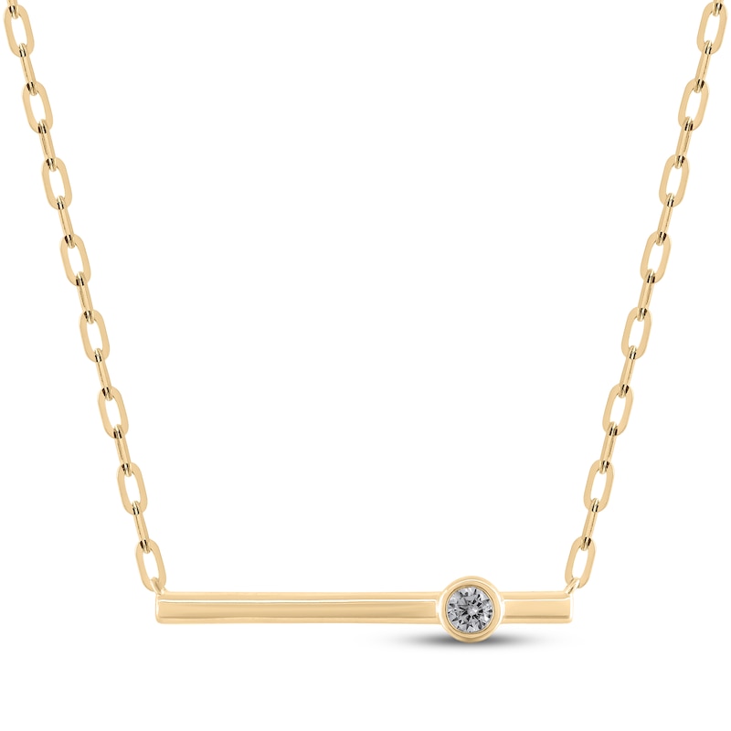 Main Image 1 of STUDIO BY KAY Diamond Bezel-Set Solitaire Bar Necklace 1/10 ct tw 10K Yellow Gold 18&quot;