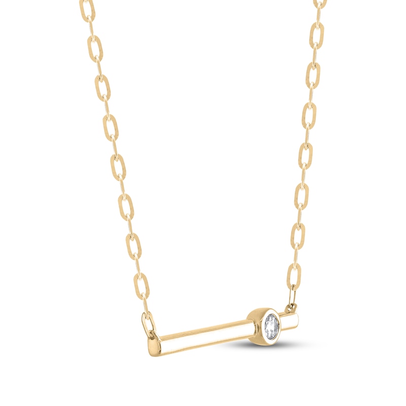 Main Image 2 of STUDIO BY KAY Diamond Bezel-Set Solitaire Bar Necklace 1/10 ct tw 10K Yellow Gold 18&quot;