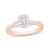 Thumbnail Image 1 of Now + Forever Now + Forever Emerald-Cut Diamond Halo Engagement Ring 1/2 ct tw 14K Rose Gold