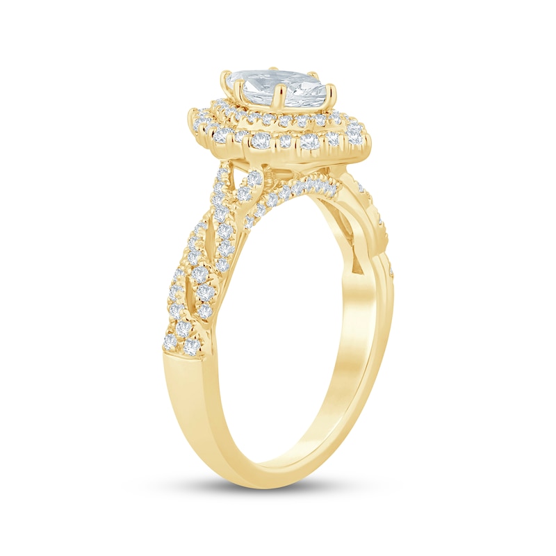 Main Image 2 of Now + Forever Marquise-Cut Diamond Double-Halo Engagement Ring 1 ct tw 14K Yellow Gold