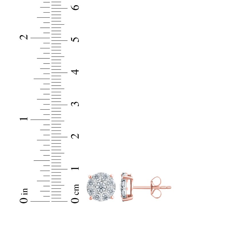 Main Image 3 of Multi-Diamond Circle Stud Earrings 1 ct tw 10K Rose Gold