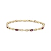 Thumbnail Image 1 of Oval-Cut Ruby & Diamond Link Bracelet 1/5 ct tw 10K Yellow Gold 7.25&quot;